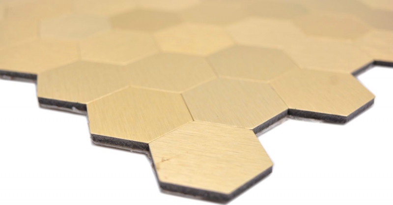 Piastrelle di mosaico Mosaici autoadesivi esagonali metallo oro parete cucina MOS200-4GHX_f