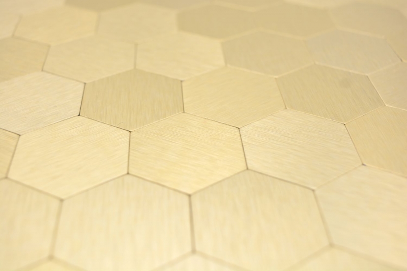 Piastrelle di mosaico Mosaici autoadesivi esagonali metallo oro parete cucina MOS200-4GHX_f