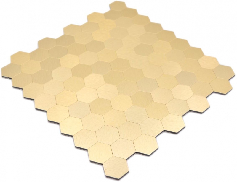 Piastrelle di mosaico Mosaici autoadesivi esagonali metallo oro parete cucina MOS200-4GHX_f
