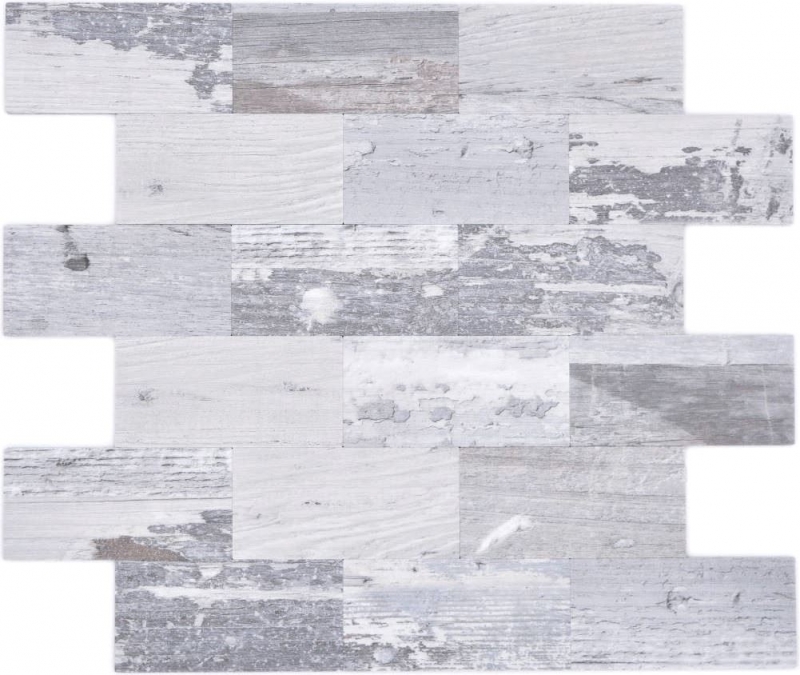 Piastrelle di mosaico Mosaici autoadesivi Alluminio effetto legno shabby chic grigio Subway MOS200-4S49_f