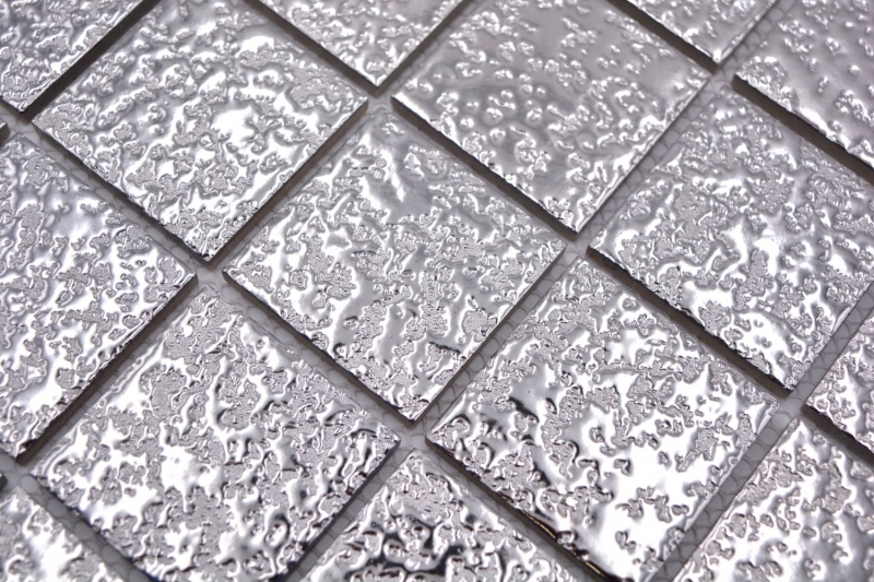 Mosaico di piastrelle di ceramica a mosaico liscio argento martellato backsplash di piastrelle cucina MOS16-0207_f