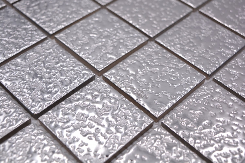 Mosaico di piastrelle di ceramica a mosaico liscio argento martellato backsplash di piastrelle cucina MOS16-0207_f