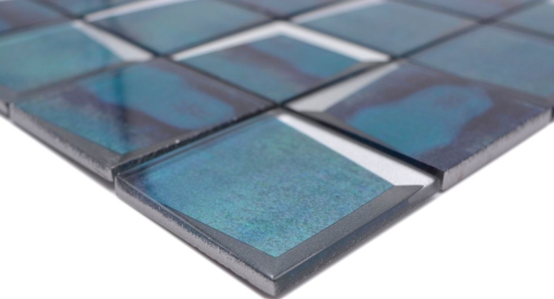 Piastrella di vetro mosaico combi 3D look blu parete cucina backsplash MOS88-XB10_f