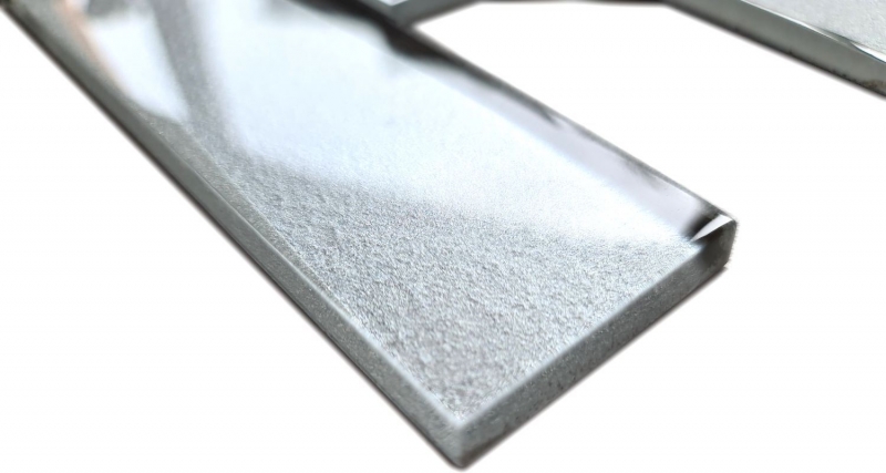 Piastrella di mosaico di vetro combi 3D-Optik grigio argento parete cucina bagno MOS88-XB01_f