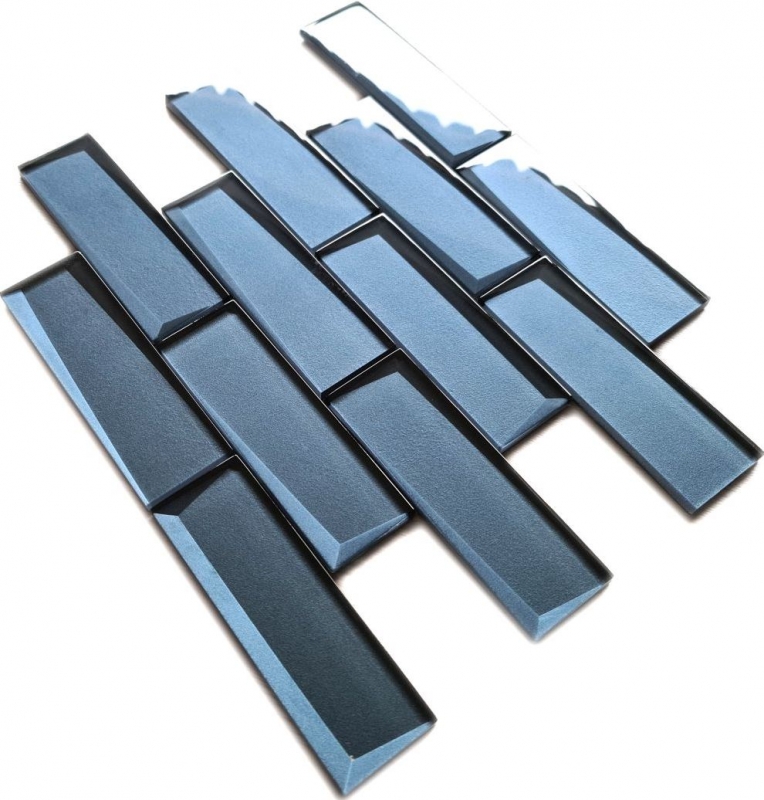 Piastrella di mosaico di vetro combinazione di mosaico 3D aspetto grigio-blu cucina alzatina bagno MOS88-XB05_f