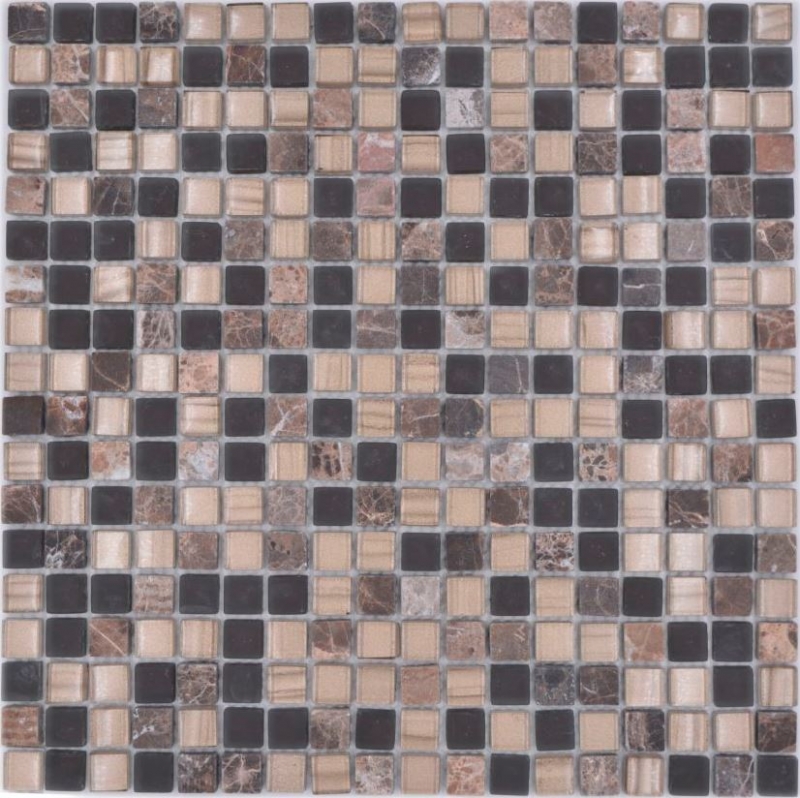 Piastrella mosaico vetro pietra naturale mosaico pietra mix marrone opaco alzatina cucina MOS92-580_f