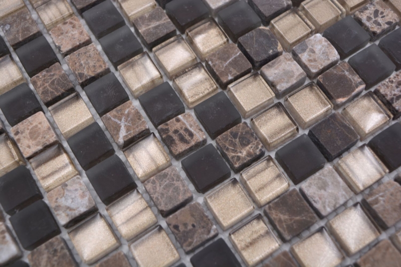 Piastrella mosaico vetro pietra naturale mosaico pietra mix marrone opaco alzatina cucina MOS92-580_f