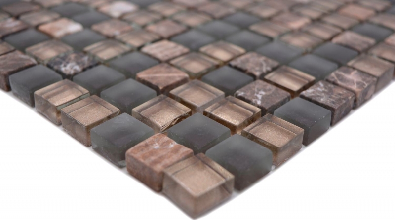 Piastrella mosaico vetro pietra naturale mosaico pietra mix marrone opaco alzatina cucina MOS92-580_f