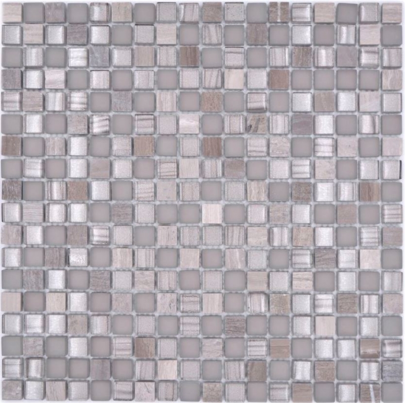 Piastrella mosaico vetro pietra naturale mosaico pietra mix grigio opaco backsplash piastrelle MOS92-590_f