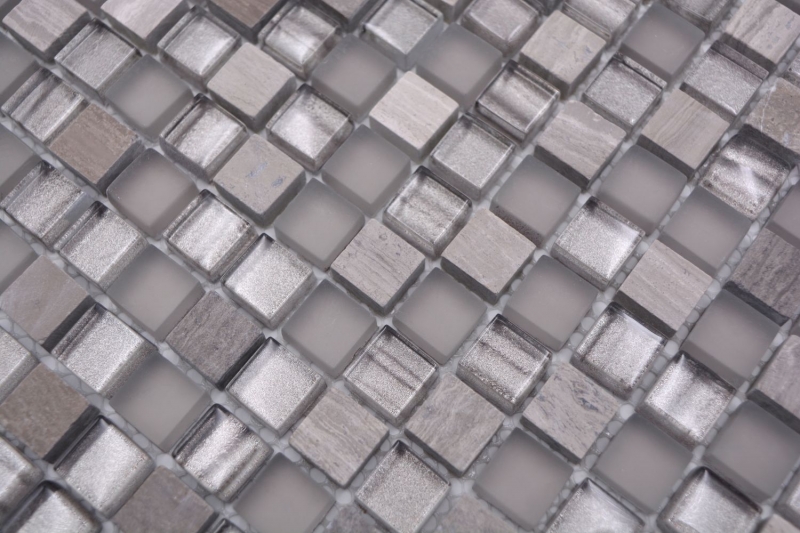 Piastrella mosaico vetro pietra naturale mosaico pietra mix grigio opaco backsplash piastrelle MOS92-590_f