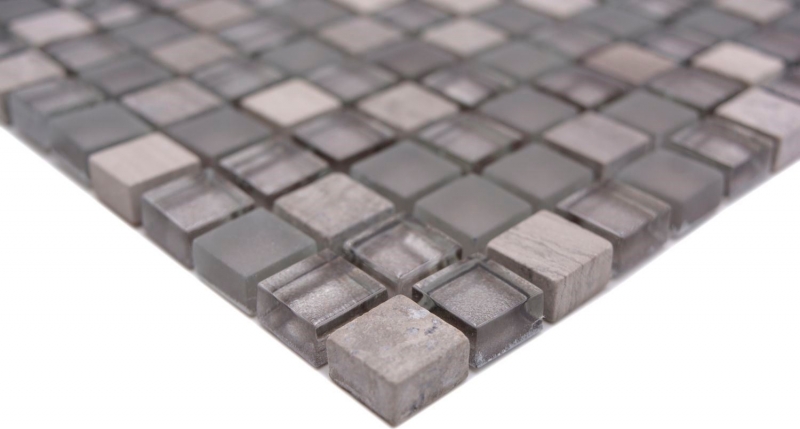 Piastrella mosaico vetro pietra naturale mosaico pietra mix grigio opaco backsplash piastrelle MOS92-590_f