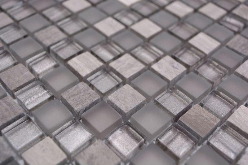 Piastrella mosaico vetro pietra naturale mosaico pietra mix grigio opaco backsplash piastrelle MOS92-590_f
