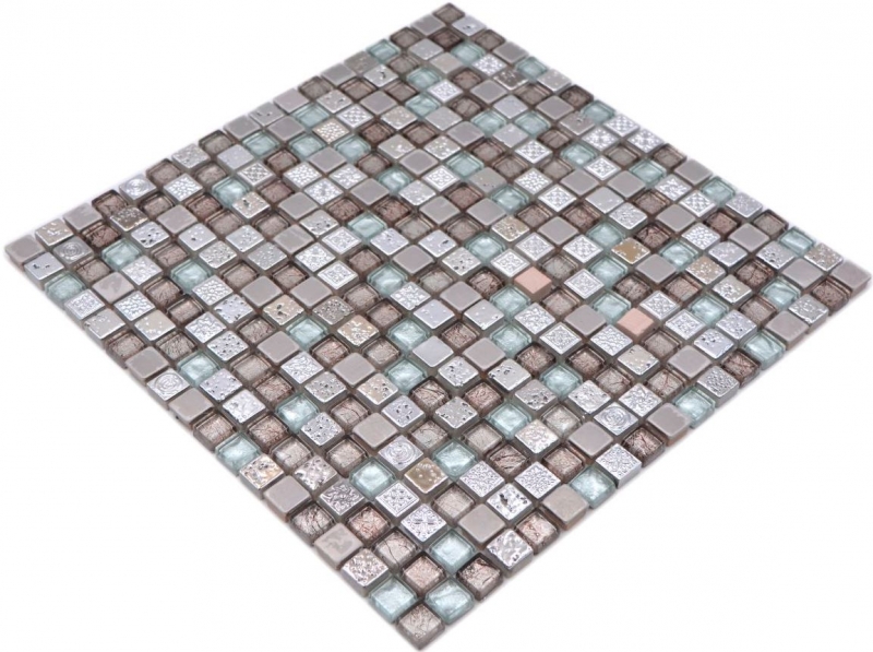 Piastrella mosaico vetro pietra naturale mosaico resina acciaio mix EP grigio cucina bagno muro MOS92-680_f
