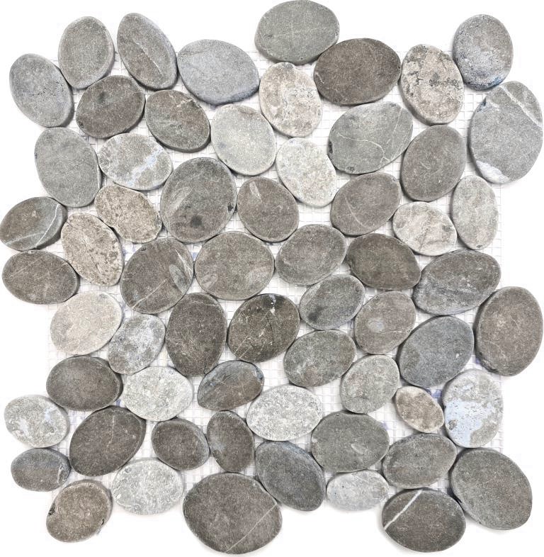 Piastrella a mosaico pietra naturale fiume ciottolo pietra taglio cenere grigio backsplash piastrelle MOS30-SANI_f
