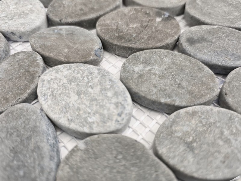 Piastrella a mosaico pietra naturale fiume ciottolo pietra taglio cenere grigio backsplash piastrelle MOS30-SANI_f