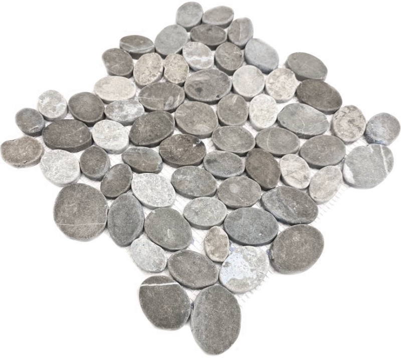 Piastrella a mosaico pietra naturale fiume ciottolo pietra taglio cenere grigio backsplash piastrelle MOS30-SANI_f