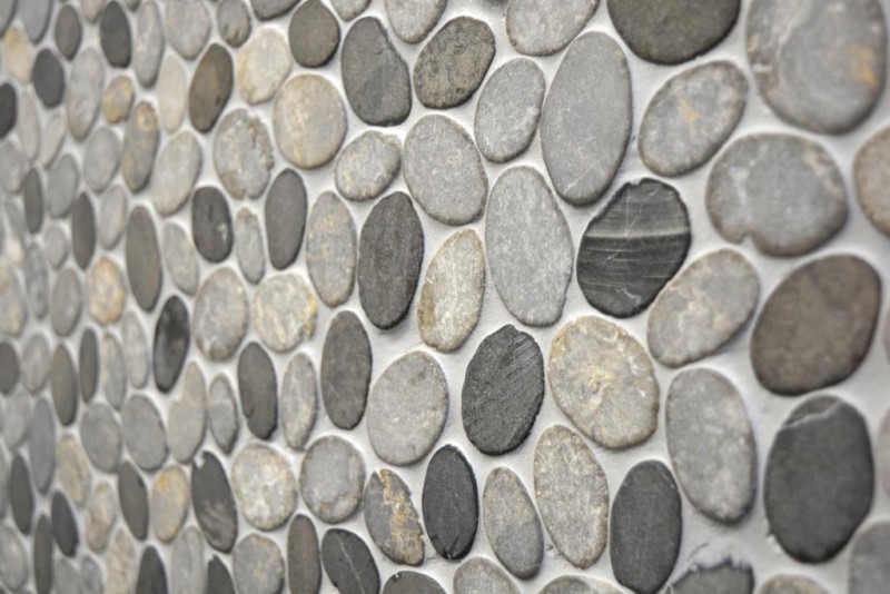 Piastrella a mosaico pietra naturale fiume ciottolo pietra taglio cenere grigio backsplash piastrelle MOS30-SANI_f
