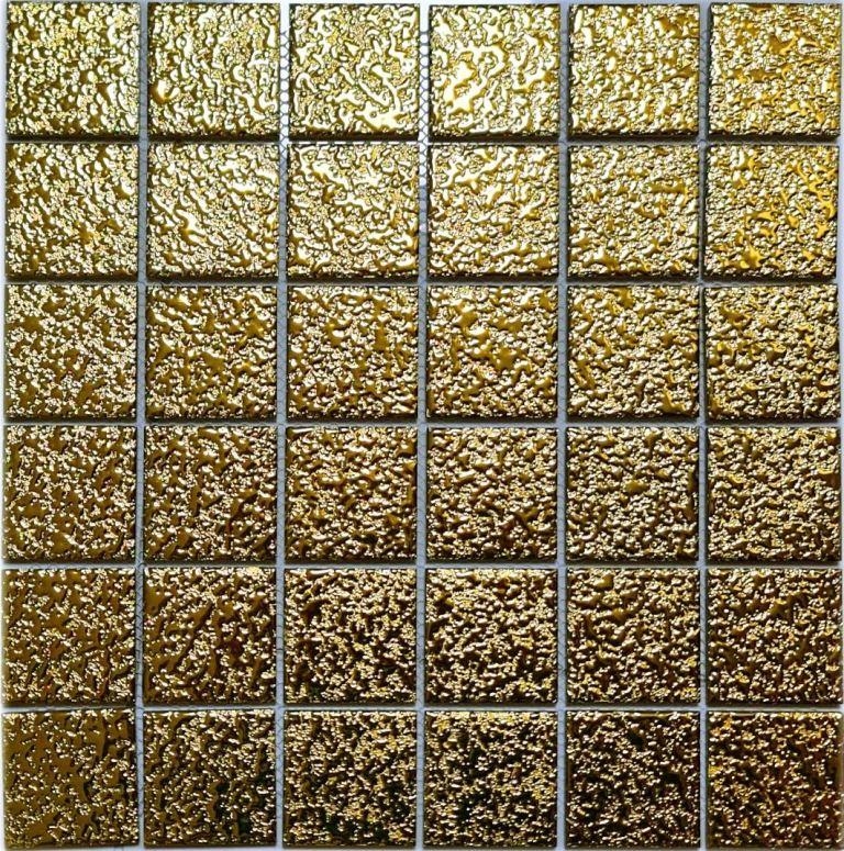 Mosaico dipinto a mano in ceramica Medio uni oro martellato bagno cucina MOS16-0707_m