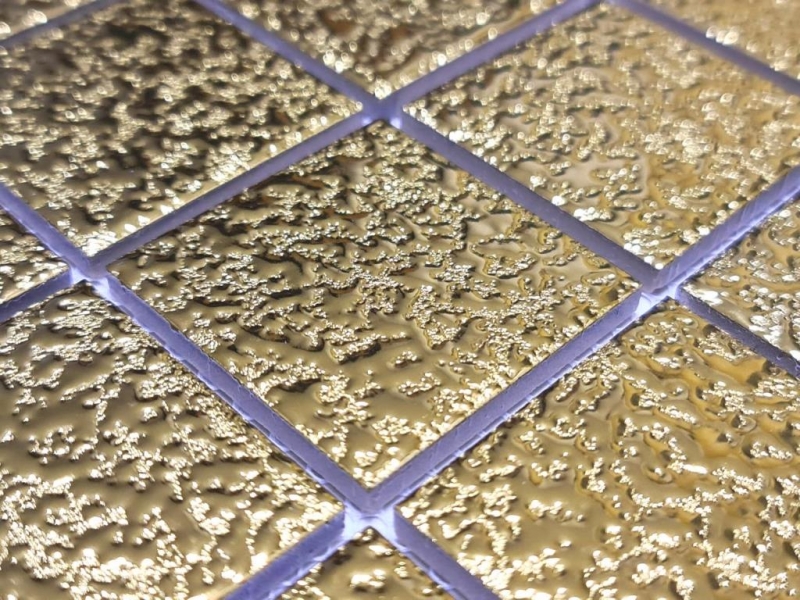 Mosaico dipinto a mano in ceramica Medio uni oro martellato bagno cucina MOS16-0707_m