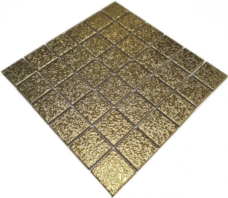 Mosaico dipinto a mano in ceramica Medio uni oro martellato bagno cucina MOS16-0707_m