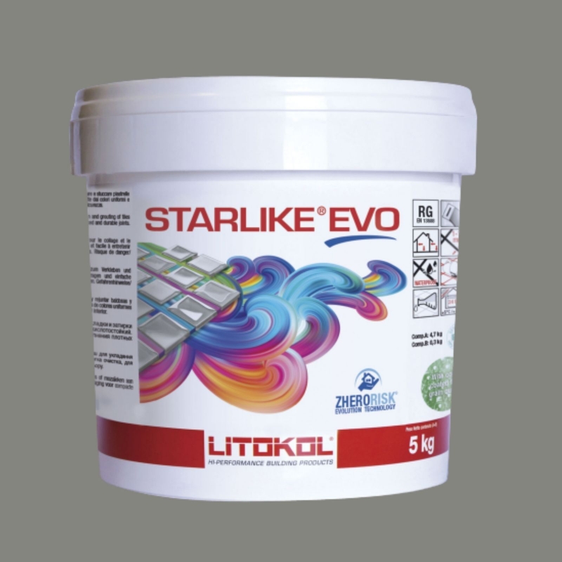 Litokol STARLIKE EVO 120 GRIGIO PIOMBO grigio II Adesivo per giunti in resina epossidica Secchio da 5 kg