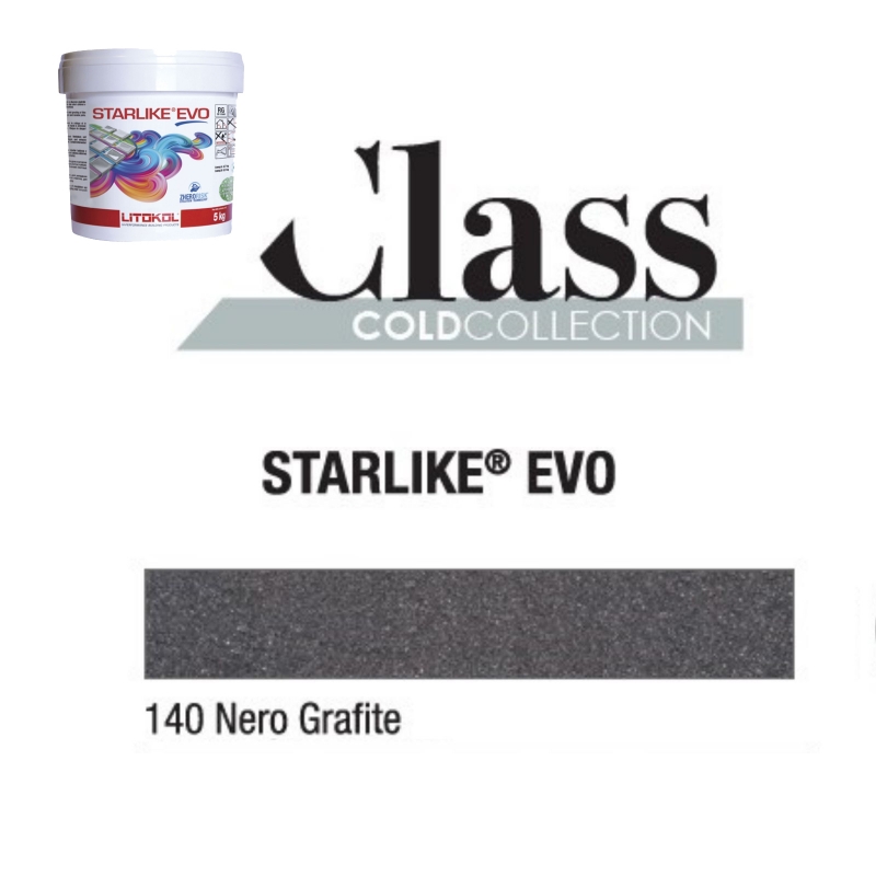 Litokol STARLIKE EVO 140 NERO GRAFITE grigio scuro adesivo in resina epossidica per giunti secchio da 5 kg