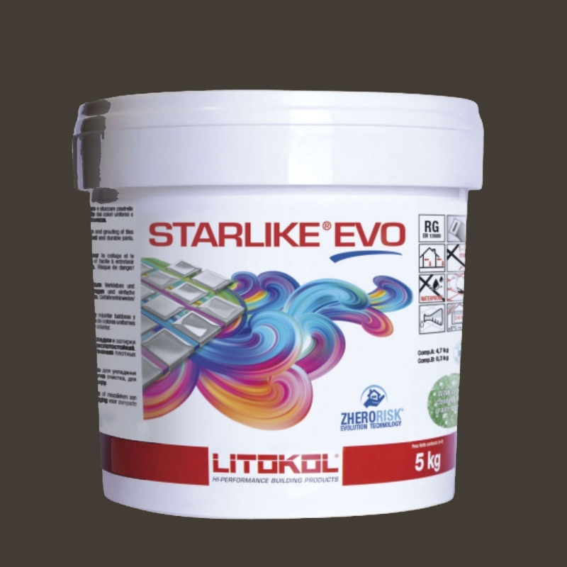 Litokol STARLIKE EVO 235 CAFFE marrone scuro III Adesivo in resina epossidica Joint Secchio da 5 kg