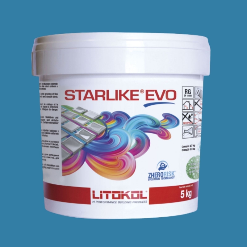 Litokol STARLIKE EVO 340 BLU DENIM blu II Adesivo in resina epossidica Joint Secchio da 5 kg