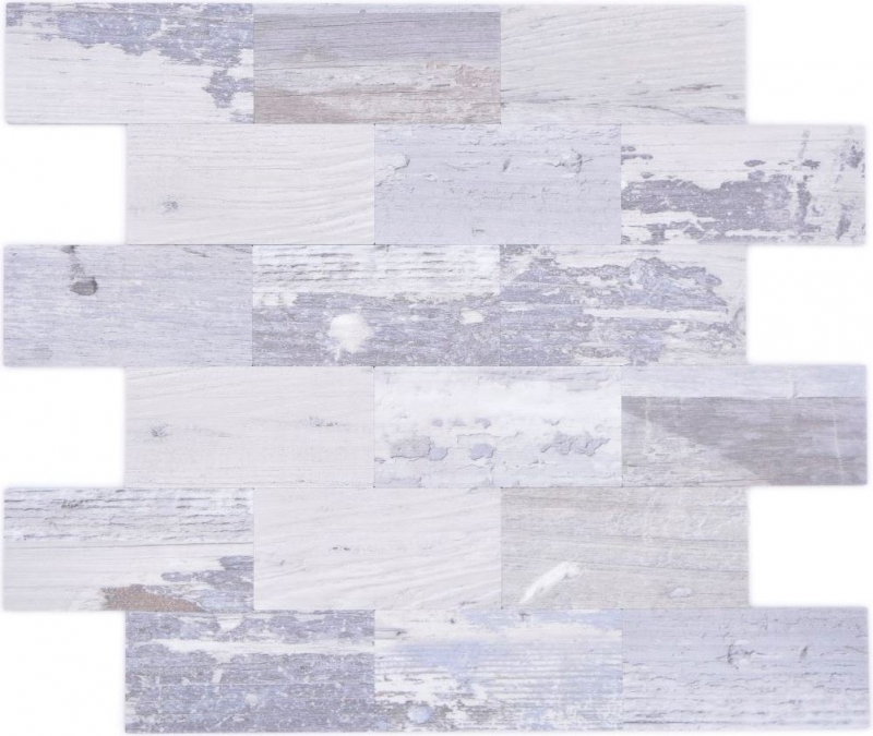Mosaico dipinto a mano Mosaico autoadesivo Alluminio effetto legno shabby chic grigio Subway MOS200-4S49_m