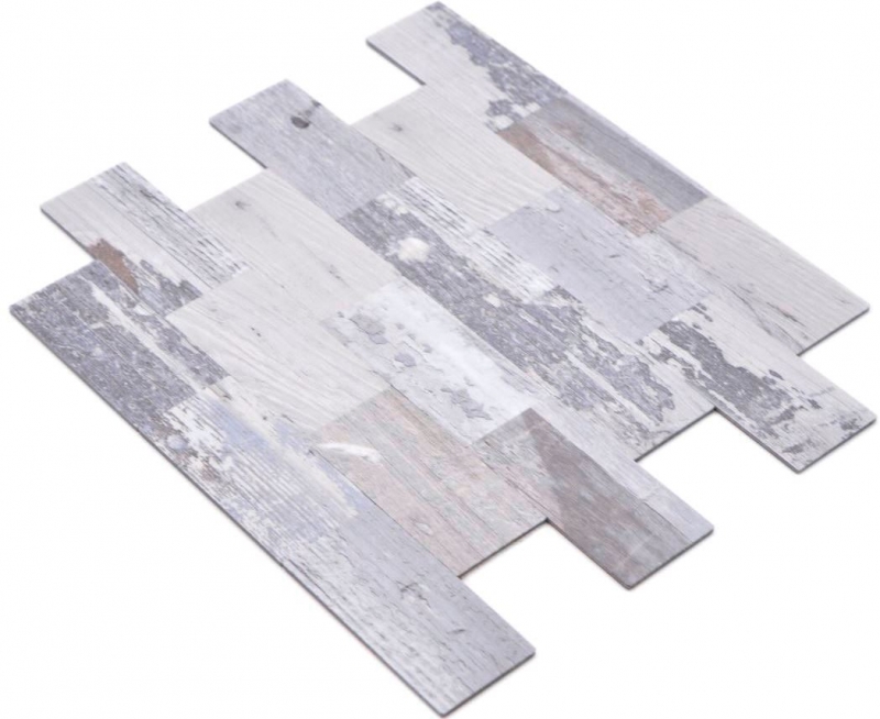 Mosaico dipinto a mano Mosaico autoadesivo Alluminio effetto legno shabby chic grigio Subway MOS200-4S49_m