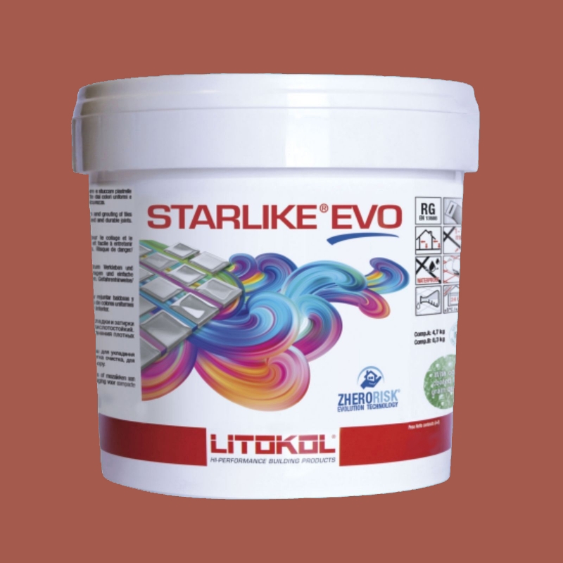 Litokol STARLIKE EVO 580 ROSSO MATTONE arancione terracotta adesivo in resina epossidica per giunti secchio da 2,5 kg