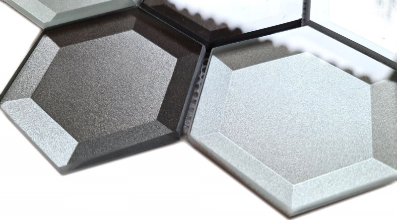 Piastrella di mosaico dipinta a mano mosaico di vetro combi-esagonale 3D look mix muro cucina bagno MOS88-XB159_m