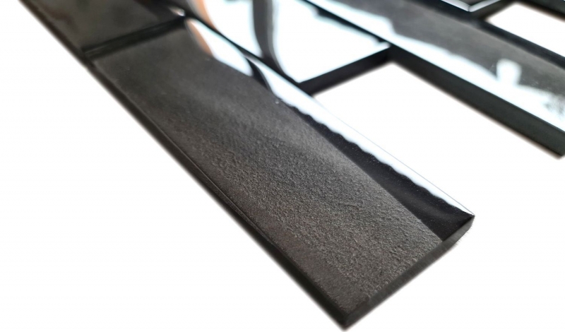 Piastrella di mosaico a mano mosaico di vetro combi 3D look nero alzatina cucina piastrellata MOS88-MOS88-XB09_m