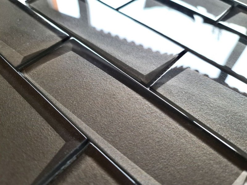 Piastrella di mosaico a mano mosaico di vetro combi 3D look nero alzatina cucina piastrellata MOS88-MOS88-XB09_m