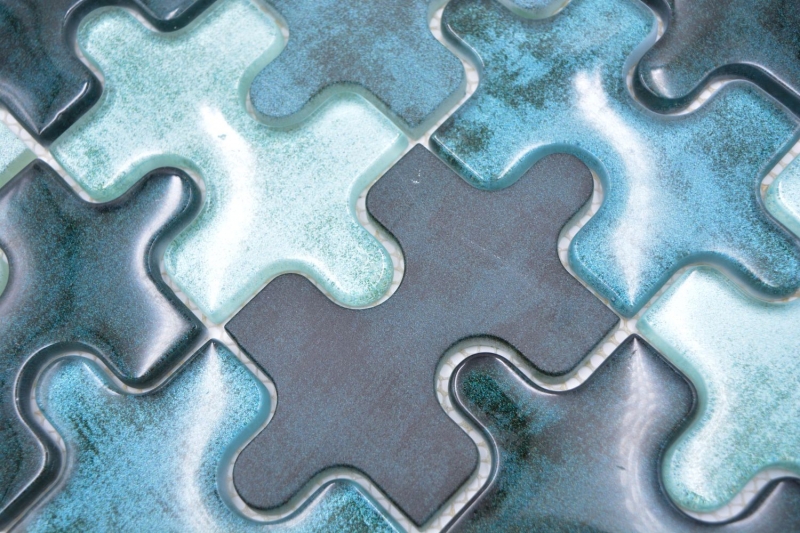 Mosaico dipinto a mano tessere di vetro mosaico combi puzzle mix turchese blu cucina splashback bagno MOS88-PT03_m