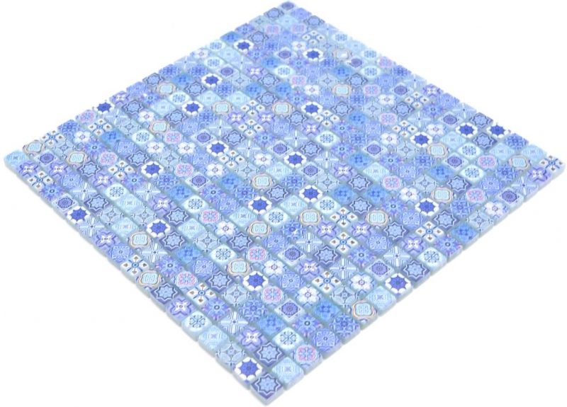 MOS78-RB33_m: piastrelle di mosaico a mano, mosaico di vetro, mosaico combinato, retro biscotto, piastrelle blu
