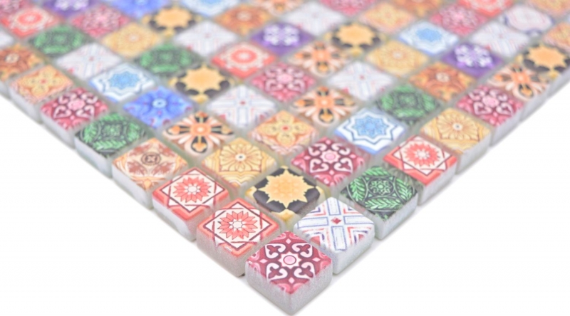 Piastrella di mosaico dipinta a mano combinazione di mosaico di vetro Retro Biscuit Colore piastrelle colorate backsplash bagno MOS78-RB83_m