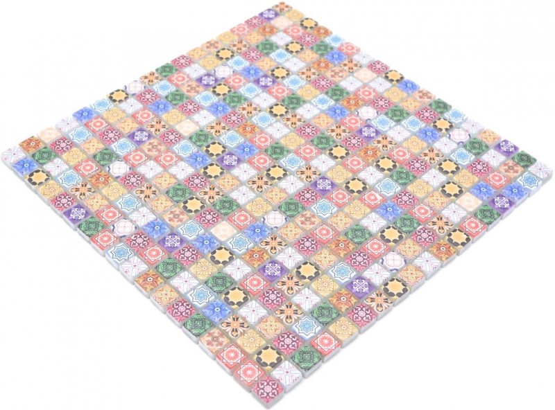 Piastrella di mosaico dipinta a mano combinazione di mosaico di vetro Retro Biscuit Colore piastrelle colorate backsplash bagno MOS78-RB83_m