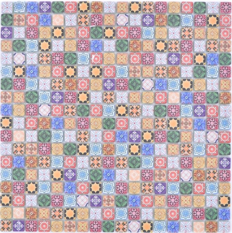 Piastrella di vetro a mosaico retro marocchino aspetto ornamentale piastrelle colorate backsplash bagno MOS78-RB83