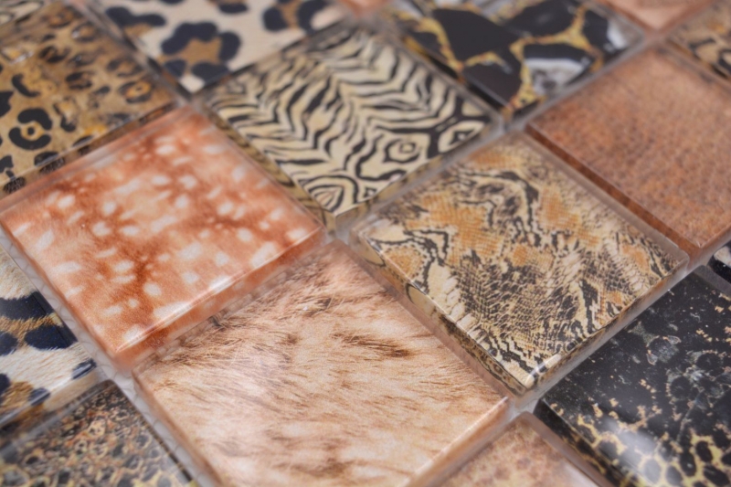 Piastrella di mosaico dipinta a mano mosaico di vetro combi foresta marrone bagno cucina splashback MOS78-W68_m