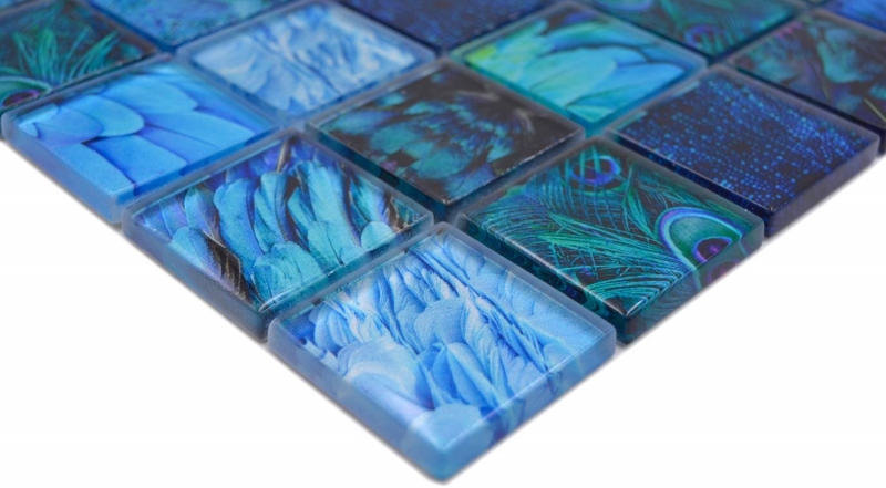 Piastrella di mosaico dipinta a mano Mosaico di vetro Combi Blu foresta turchese Piastrella backsplash cucina MOS78-W78_m