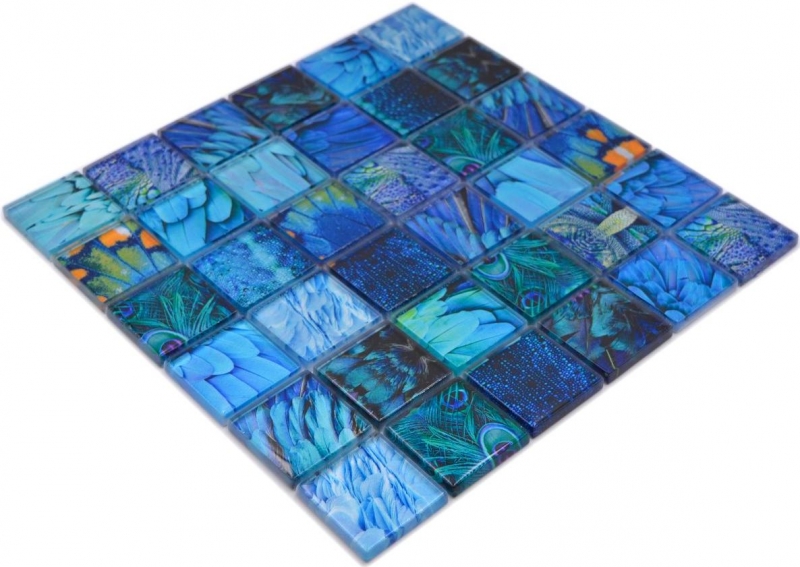 Piastrella di mosaico dipinta a mano Mosaico di vetro Combi Blu foresta turchese Piastrella backsplash cucina MOS78-W78_m