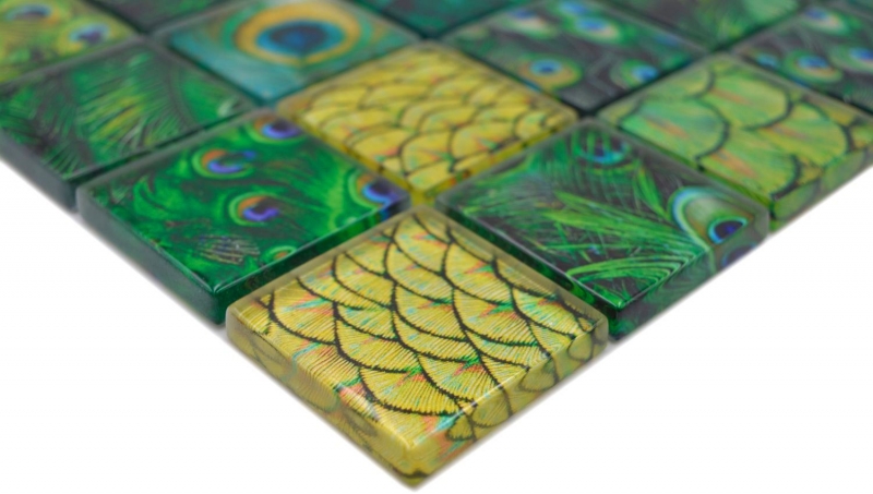 Piastrella di mosaico dipinta a mano mosaico di vetro combi verde foresta cucina splashback bagno MOS78-W88_m