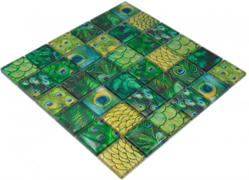 Piastrella di mosaico dipinta a mano mosaico di vetro combi verde foresta cucina splashback bagno MOS78-W88_m