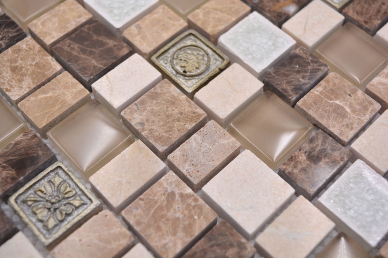 Mosaico dipinto a mano Mosaico composito multiformato pietra resina ceramica mix emperador backsplash MOS85-2FD_m