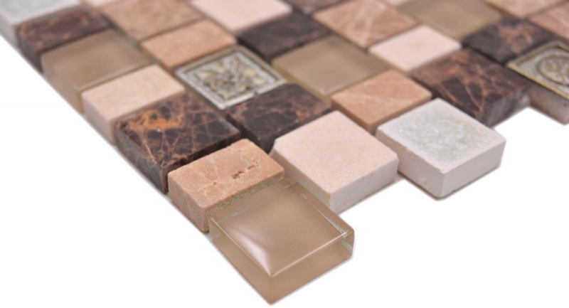 Mosaico dipinto a mano Mosaico composito multiformato pietra resina ceramica mix emperador backsplash MOS85-2FD_m