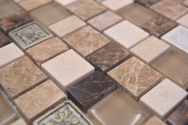 Mosaico dipinto a mano Mosaico composito multiformato pietra resina ceramica mix emperador backsplash MOS85-2FD_m