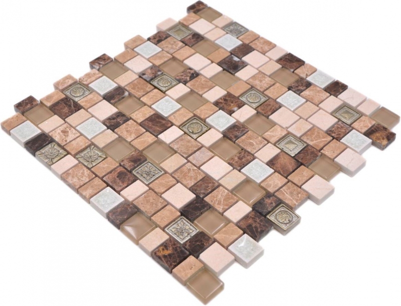 Mosaico dipinto a mano Mosaico composito multiformato pietra resina ceramica mix emperador backsplash MOS85-2FD_m