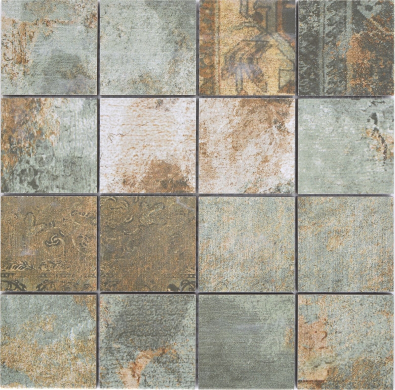 Mosaico ceramico gres porcellanato beige marrone grigio verde opaco parete pavimento cucina bagno doccia MOS16-71CB