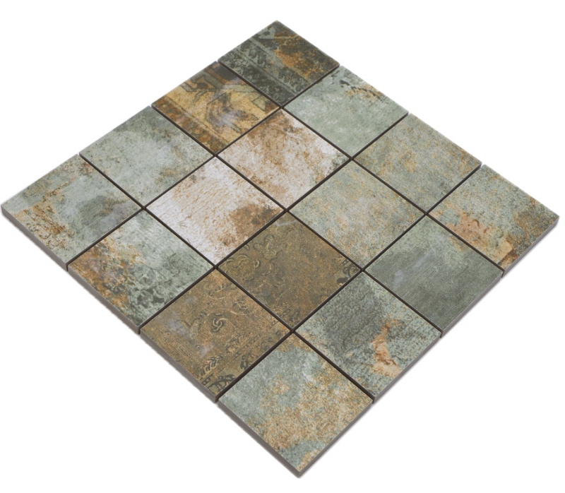 Mosaico ceramico gres porcellanato beige marrone grigio verde opaco parete pavimento cucina bagno doccia MOS16-71CB
